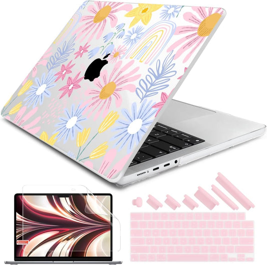 DONGKE for M4 MacBook Pro 16 Inch Case 2024 2023 2021 A3403 A3186 M3 A2991 M2 A2780 M1 A2485 Pro/Max Chip, Plastic Hard Shell Case & Keyboard Cover for Mac Pro 16 with Touch ID, Florals