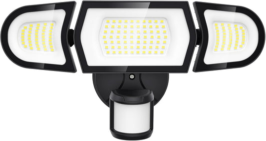 Olafus 100W LED Security Light Motion Sensor Outdoor Light, Motion Flood Light Dusk to Dawn, 9000LM Super Bright 6500K Exterior Motion Detector Floodlight for Garage Yard Porch Eave IP65, Black