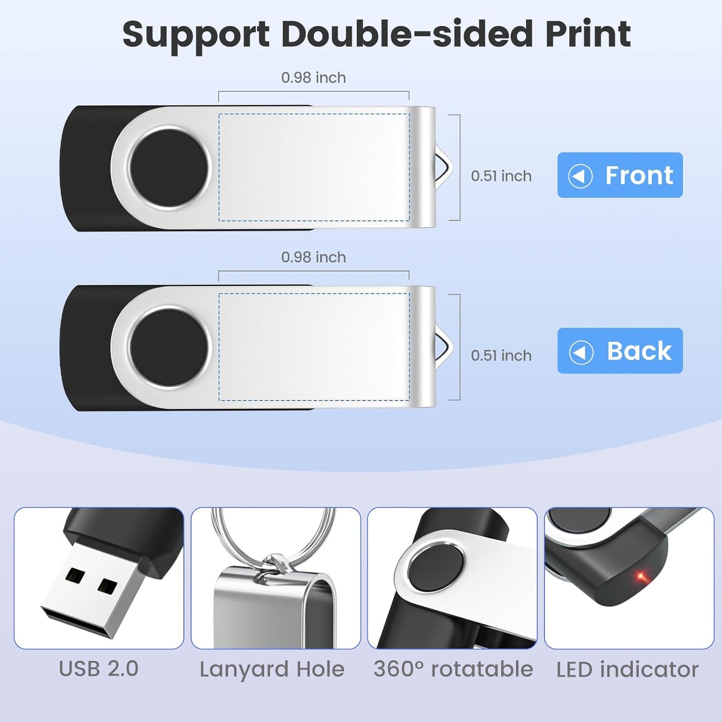 ABLAZE Personalized USB 256MB Flash Drive 10 Pack, USB 2.0 Custom Thumb Drives Personalized Pendrive Memory Stick (Mixcolors)