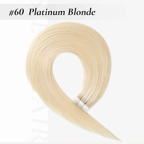 Hyssiet Tape in Hair Extensions Human Hair, 20pcs 50g 22 Inch Platinum Blonde human hair Tape in Extensions,Invisible Straight Tape in Hair Extensions for Womwn,Remy Thick Real Human Hair Extensions