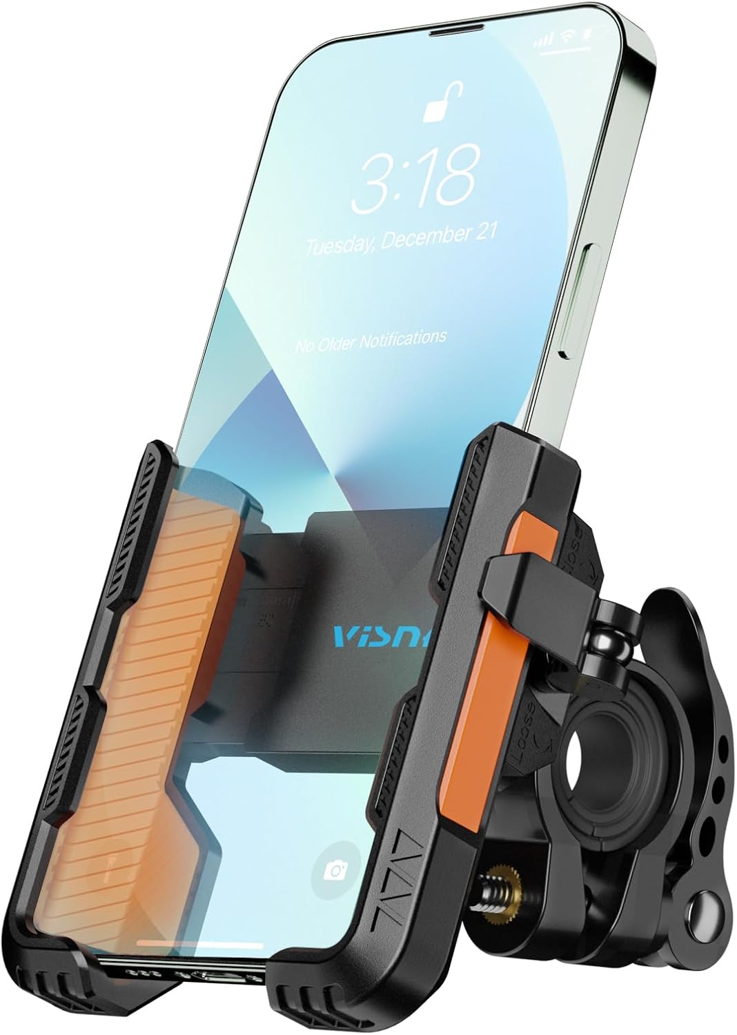 New Upgraded Bike Phone Mount Holder Two Connectors Quickly Lock and Release,360°Rotatable Bicycle Motorcycle Scooter Accessories Handlebar Phone Clip for 4.0"-7.0"" Smartphone (Orange)"