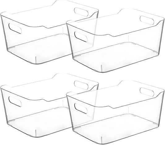 CONTROL KITCHEN Small Clear Plastic Storage Bins, Perfect for Organization or Pantry and, Fridge Organizer, Cabinet Organizers