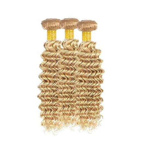 Giginger Bundles Human Hair P27/613 Blonde Deep Wave Human Hair Bundles 26 28 30 Inch Highlight Honey Blonde Unprocessed Quick Weave Soft Sewn In Hair Extensions for Black Women