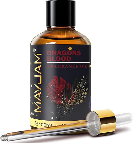 MAYJAM 100ML/3.38FL.OZ Dragons Blood Fragrance Oils with Glass Dropper, Essential Oils for Diffusers for Home, Long Lasting Scented Oils for Diffusers Soap Candle Making