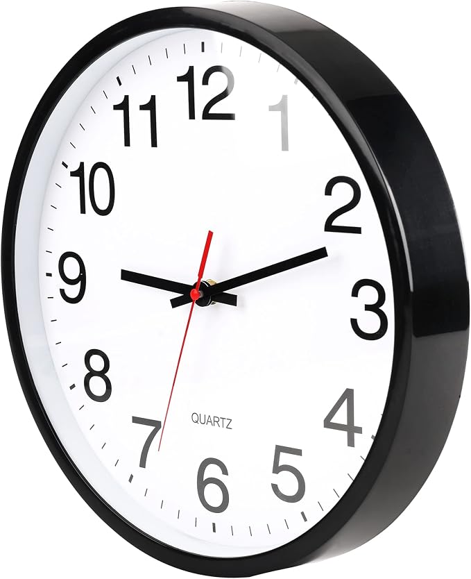 OceeK Black Wall Clock Silent Non Ticking 10 Inch, Modern Wall Clocks,Small Analog Clocks Quality Quartz Battery Operated
