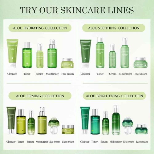 Aloderma Signature Aloe Brightening Set - 6 Pieces - Gel, Cleanser, Toner, Serum x2pcs, Cream