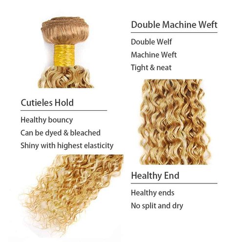 28 30 32 inch Blonde Bundles Human Hair #613 Kinky Curly Bundle P27/613 Human Hair Bundles Highlight Curly Wave Bundle