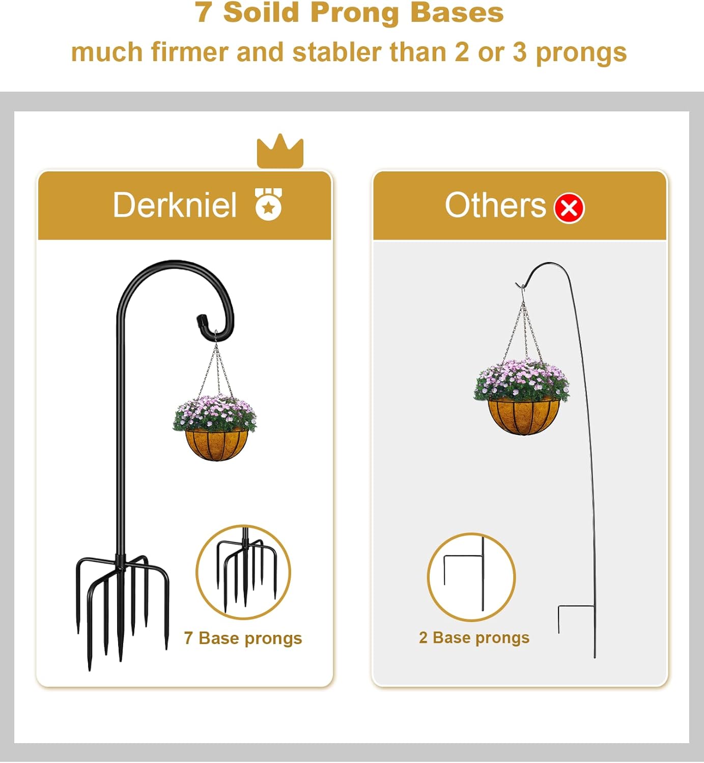 Shepherd Hook 60 Inch Tall Heavy-Duty Metal Garden Hanging Pole Stake for Bird Feeder Pole Plant Baskets, Black (1 Pack).
