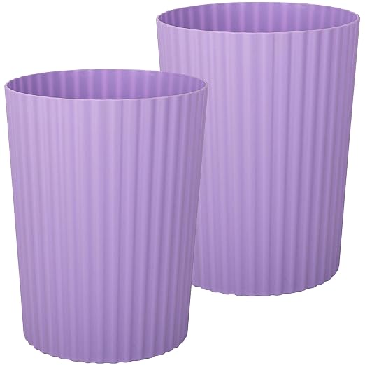 JiatuA Small Trash Can Plastic Wastebasket Round Garbage Container Bin for Bathroom, Kitchen, Bedroom, Home Office, College Dorm, Taro Purple 2 Pack