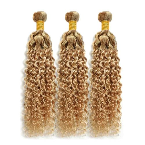 Giginger P27/613 Blonde Jerry Curly Human Hair Bundles 22 24 26 Inch Highlight Honey Blonde Jerry Curly Bundles 100% Unprocessed Raw Quick Weave Hair for Black Women
