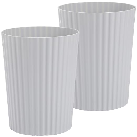 JiatuA Small Trash Can Plastic Wastebasket Round Garbage Container Bin for Bathroom, Kitchen, Bedroom, Home Office, College Dorm, Grey 2 Pack