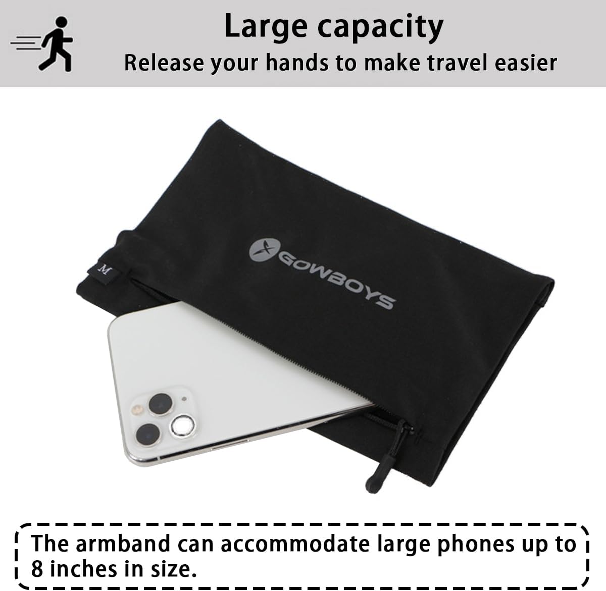 Running Phone Armband for Men Women,Universal Arm Bands for Phones Below 8 Inches,Waterproof Cell Phone Armband for Hiking,Running,Cycling,Climbing(Black XL)