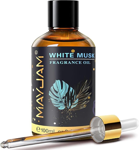 MAYJAM 100ML/3.38FL.OZ White Musk Fragrance Oils with Glass Dropper, Essential Oils for Diffusers for Home, Long Lasting Scented Oils for Diffusers Soap Candle Making