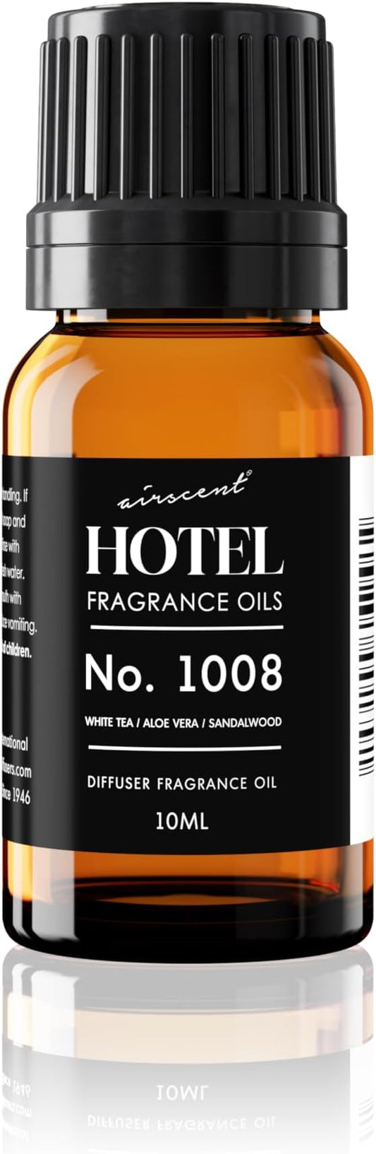 AirScent Hotel Diffuser Oil No. 1008 - White Tea, Aloe Sandalwood - 10 mL | Hotel Scent Dupe - Premium Fragrance Oil for Ultrasonic and Waterless Diffusers and Crafting - .34 fl oz Dropper Bottle