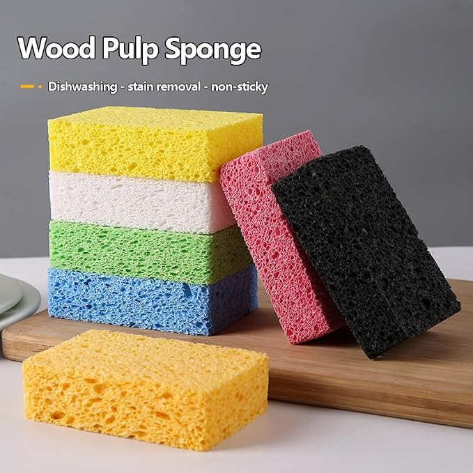 24 - Pack Non-Scratch Scrub Sponges - Sponges for Dishes and Washing Dishes, Cleaning Sponges for Kitchen Home and More（Pink）