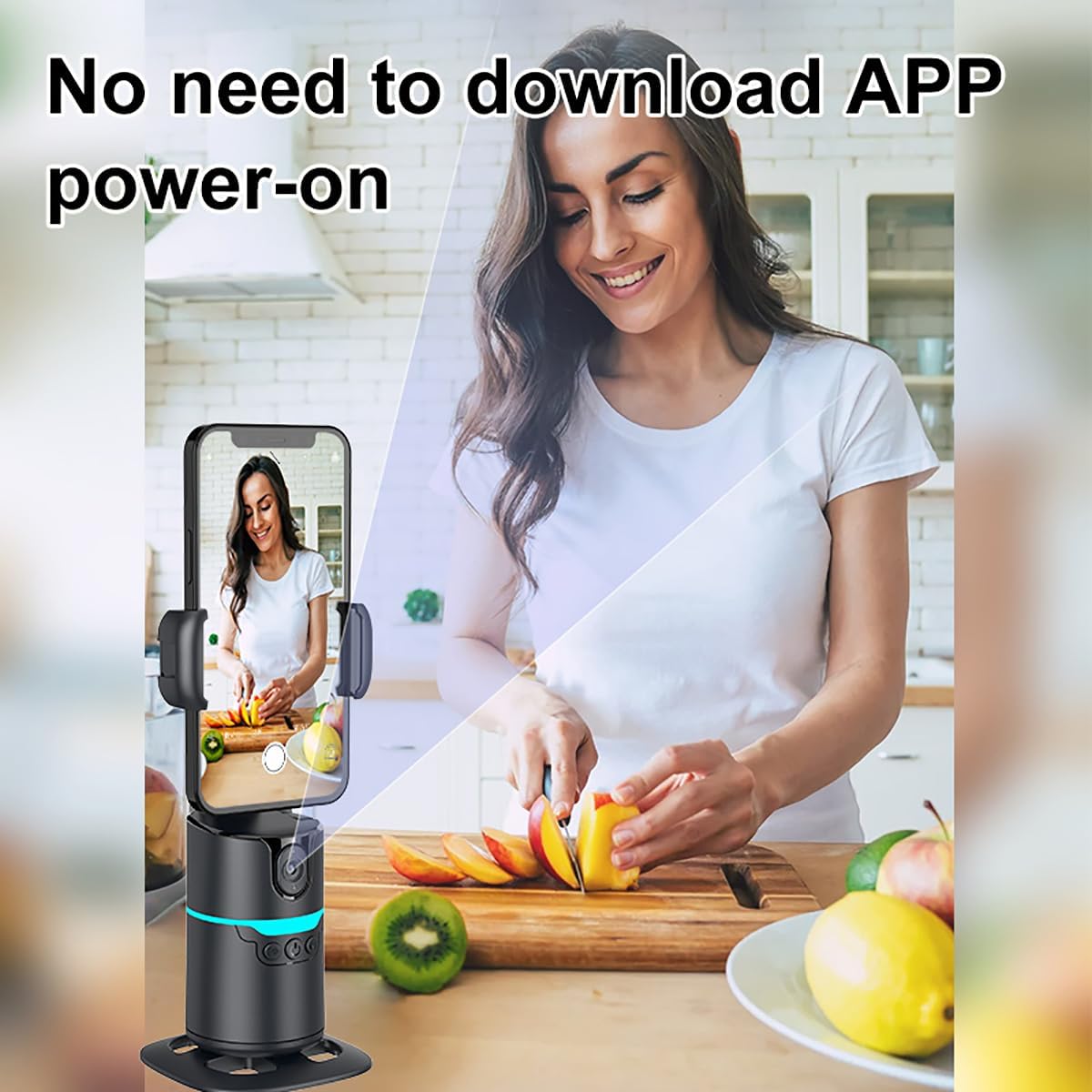 Auto Face Tracking Phone Holder,No App Required,360° Rotation Phone Camera Stand with Remote and Gesture Control, Smart Shooting Stand for Vlog/TIK Tok Live Streaming YouTube Video Record