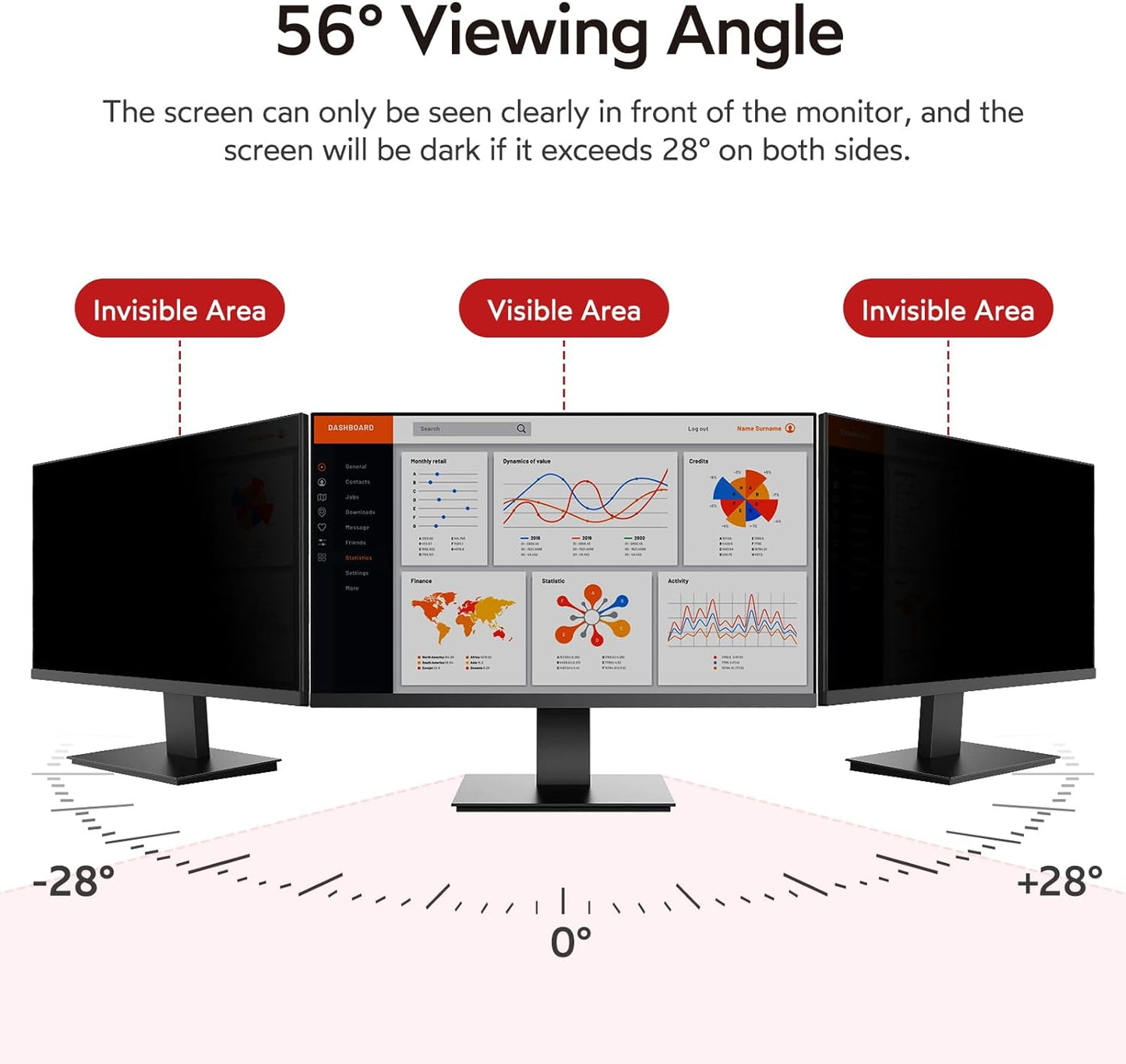 bersem 24 inch Removable Computer Privacy Screen Filter for 16:9 Ratio Monitor, Anti-Spy, Anti-Glare, Anti-Scratch, UV-Blocking