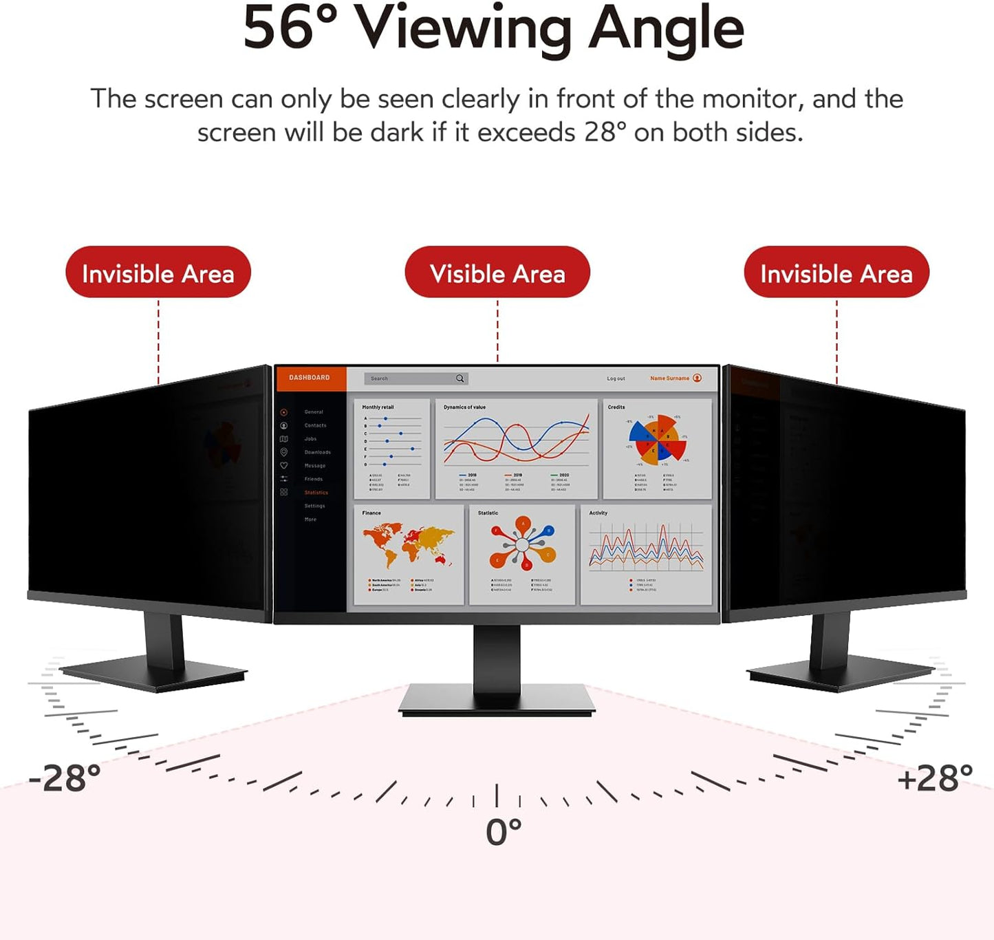 bersem 2 Pack 24 Inch Computer Privacy Screen for 16:9 Ratio Monitors, Anti-Glare, Blue Light Filter, Removable, UV-Blocking