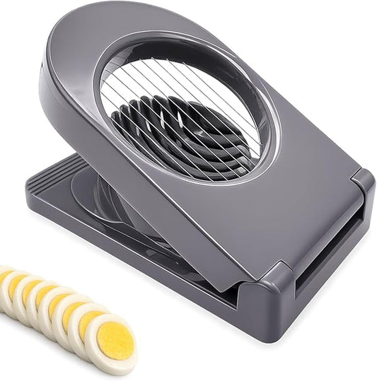 FANTEXY Egg Slicer for Hard Boiled Eggs,Hard Boiled Egg Slicer With Stainless Steel Wires,Eggs Cutter,Fruit Cutter for Strawberries,Kiwis and Grapes,Soft Cheese,Easy to Clean and Store(Gray)