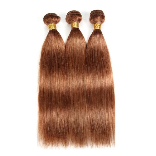 Giginger Bundles Human Hair 22 24 26 Inch Color 30 Light Brown Straight Bundles Human Hair Unprocessed Quick Weave Soft Sewn In Hair Extensions for Black Women