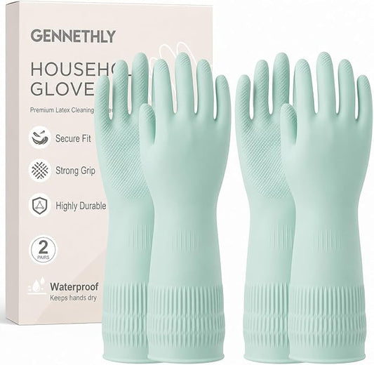 Rubber Dishwashing Gloves, Reusable Cleaning Dish Gloves for Kitchen, Long Cuff for Washing Dishes