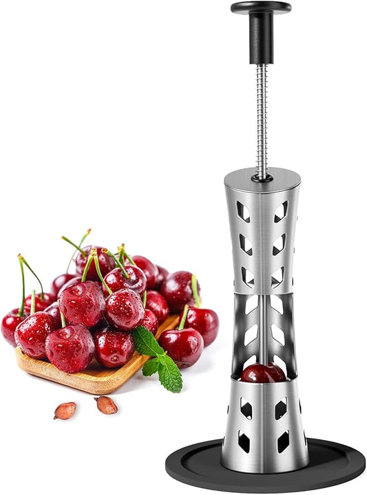 Newness Cherry Pitter, Premium Cherry Pitter Remover Tool, 304 Stainless Steel Cherry Seed Remover, Durable Cherry Stoner Fruit Pit Corer Deseeder Kitchen Tool, Press Type, More Labor Saving
