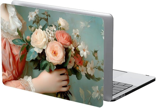 Compatible with MacBook Air 13.3 13.6 Inch Case 2022 2021 2020 2019 Plastic Hard Shell Case Cover,13.3 Pro(A1706/A1708/A1989/A2159/A2289/A2338), A Lady with Flowers