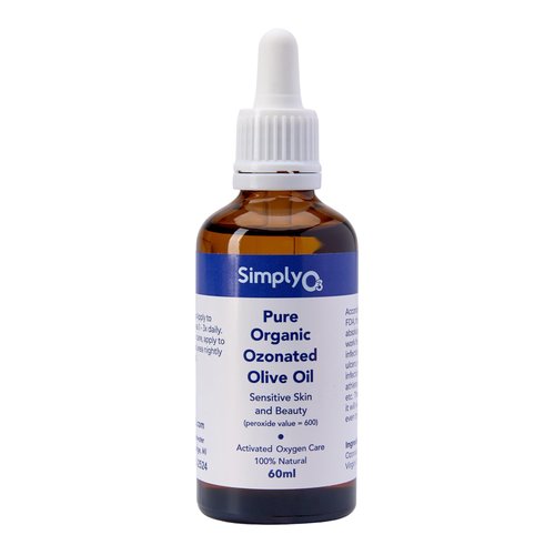 Simply O3 Pure Organic Ozonated Olive Oil 600 Peroxide For Face and Skin Helps In Acne, Anti-Aging, Wrinkles and All Skin Problems For Sensitive Skin with Made in Spain