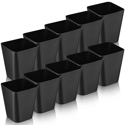 Amyhill 10 Pcs Small Trash Can 2 Gallon Plastic Garbage Can Small Waste Basket for Bathroom Office Kitchen Living Room Bedroom Home Under Desk (Black)