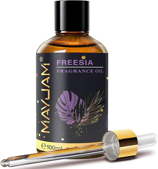 MAYJAM 100ML/3.38FL.OZ Freesia Fragrance Oils with Glass Dropper, Essential Oils for Diffusers for Home, Long Lasting Scented Oils for Diffusers Soap Candle Making