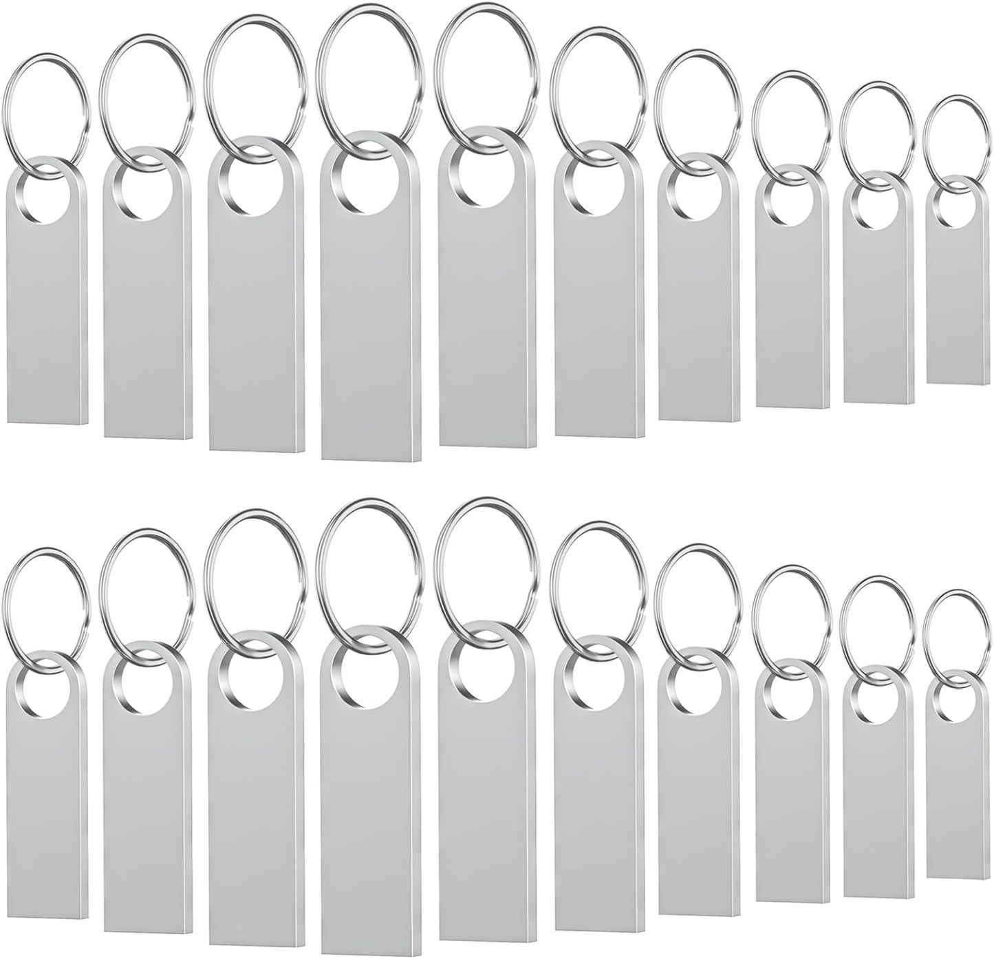 20 Pack 8GB USB Flash Drive with Keychains, Wooolken Sleek Metal USB 2.0 Thumb Drives Memory Stick for PC Laptop Computer(Sliver)
