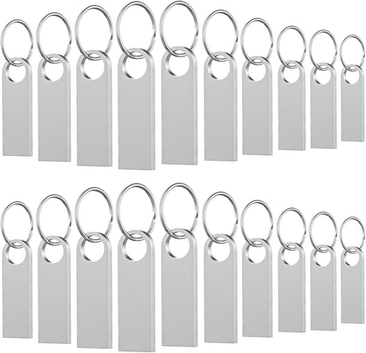 20 Pack 128MB USB Flash Drive with Keychains, Wooolken Sleek Metal USB 2.0 Thumb Drives Memory Stick for PC Laptop Computer(Sliver)