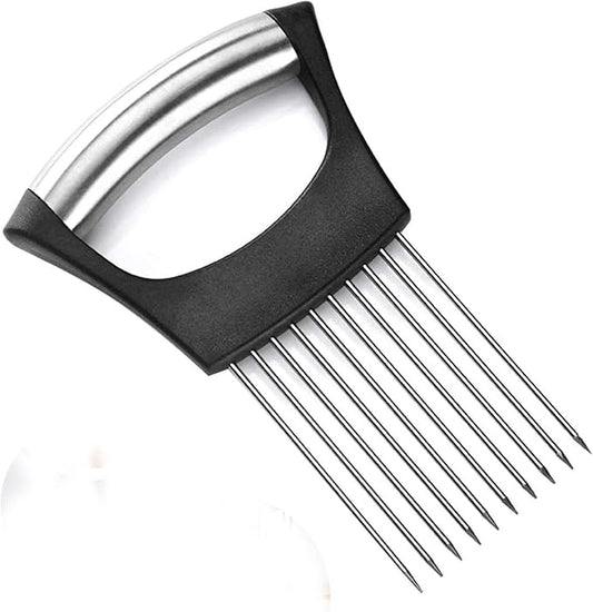 1Pc Onion Holder for Slicing, Onion Cutter for Slicing and Storage Onions, Tomato, Lemon, Eggs and Vegetables, Stainless Steel Onion Holder, Onion Slicer