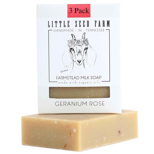 Little Seed Farm Geranium Rose Bundle - Moisturizer + Soap + Elasticity Serum + Facial Mist Toner