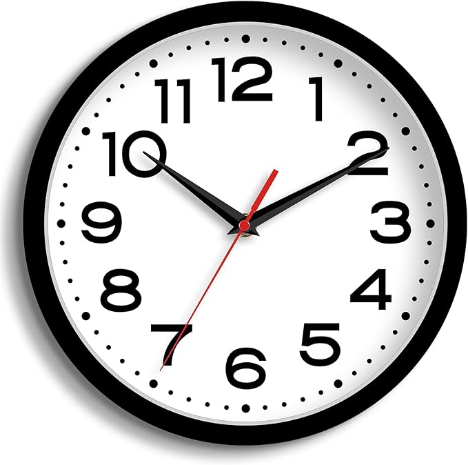 Roymnie Wall Clock Silent Non-Ticking Modern Clock Battery Operated 16 Inch Classic Analog Decorative for Classroom, Living Room, Office, Bedroom, School, Hotel (Black)