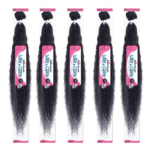 Mayde Beauty Bloom Bundle Weaving WET & CURLY 001 36" (5 Pack, 1B Off Black)