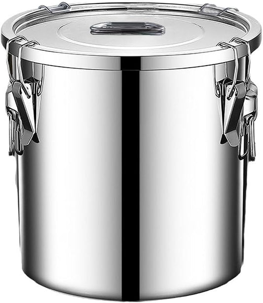 304 stainless steel food storage containers with lids lock clips airtight container large airtight for rice flour sugar grain coffee bean storage containers Kitchen jar (3.17gal/12L)