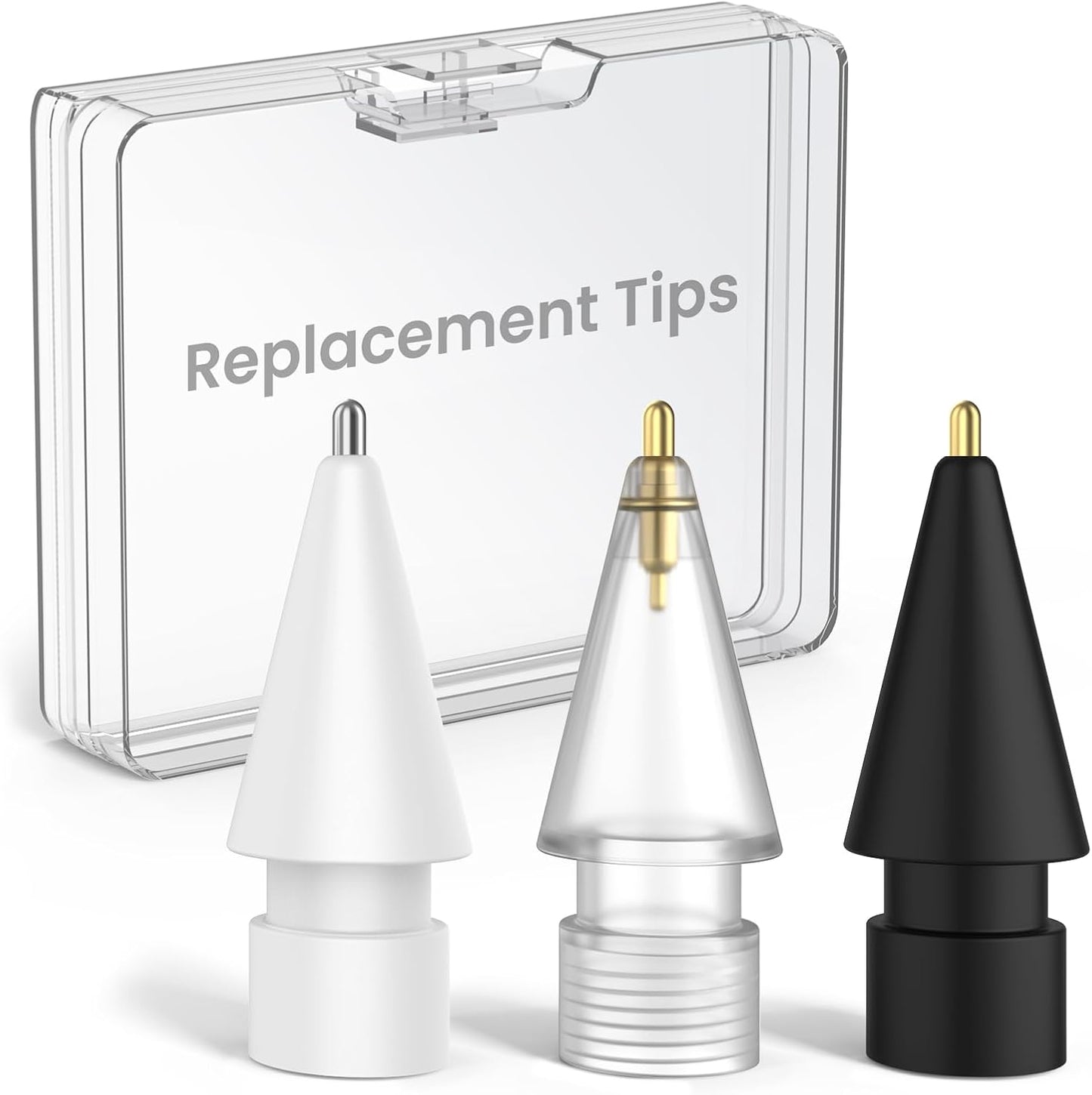 Delidigi 3 Pack Replacement Tips Compatible with Apple Pencil Pro/2nd Generation/1st Gen/USB C, Wear-Resistant iPencil Nibs Accessories Fine Point Precise Control Pen Like Tips
