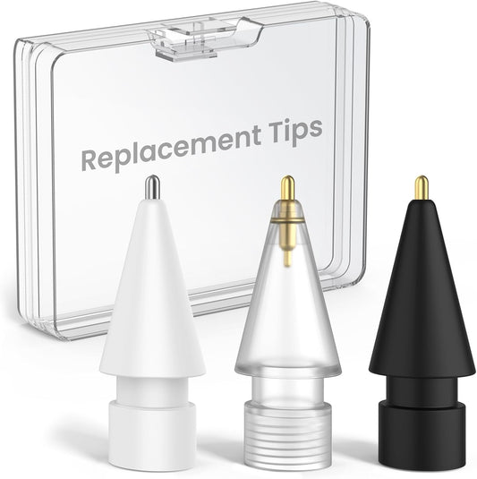 Delidigi 3 Pack Replacement Tips Compatible with Apple Pencil Pro/2nd Generation/1st Gen/USB C, Wear-Resistant iPencil Nibs Accessories Fine Point Precise Control Pen Like Tips