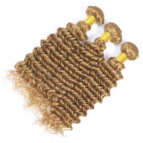 Condescension Brazilian Human Hair Bundles 18 20 22 Inch Deep Wave 3 Bundles Human Hair 100% Unprocessed Remy Brazilian Virgin Weave Hair Honey Blonde 27 for Women
