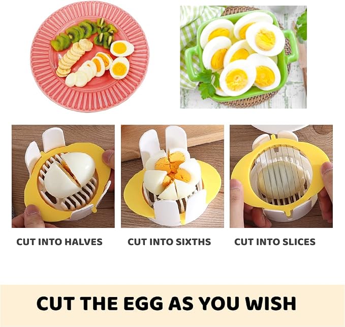 Jawbush 3-in-1 Egg Slicer with Stainless Steel Blades & Egg Piercer Set, Multi-functional Cutter for Halving, Wedging (6-Piece) & Slicing (9-Piece), Heavy Duty Tool for Hard Boiled Eggs & Fruits