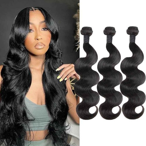 CHEEON Body Wave Bundles Human Hair 22 24 26 Inch Human Hair Bundles 12A Grade Unprocessed Brazilian Virgin Hair Extensions 3 Bundles Deal Natural Black