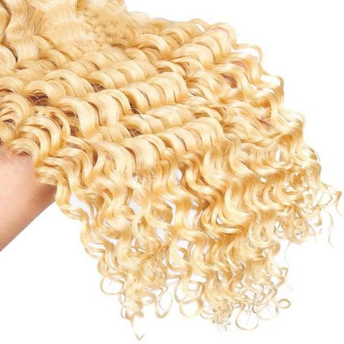 Giginger Brazilian Human Hair Bundles 24 26 28 Inch Blonde 613 Color Deep Wave Bundles Human Hair Unprocessed Virgin Quick Weave Hair for Black Women