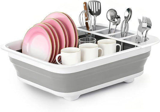 Collapsible Dish Drying Rack Portable Dish Rack for Kitchen RV Campers Travel Trailer - Space Saving Kitchen Storage Tray, Send Goods from Local Warehouse