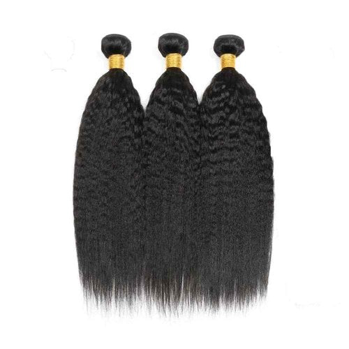 Habiliana Human Hair Bundles 24 26 28 Inch Natural Black Yaki Wave Bundles Human Hair 100% Unprocessed Soft Sewn In with Double Drown Weft for Black Women