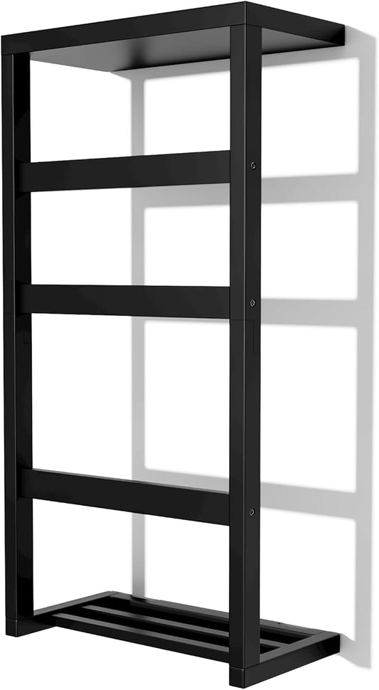 Bamboo Wall Blanket Ladder, 4-Tier Towel Racks, Bamboo Bath Towel Racks for Bathroom Wall Mounted, Decorative Blanket, Quilt, Towel, Scarf Ladder Shelves for Bathroom, Living Room, Bedroom， Black