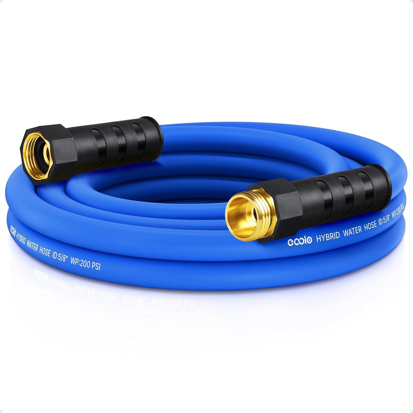 Heavy Duty Garden Hose 10 ft, Non-Expanding Flexible Water Hose, Kink Resistant Lightweight Hybrid Hose, Leakproof Hose Male to Female Fittings