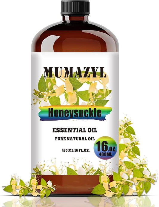 Honeysuckle Essential Oil, Honeysuckle Oil 16 Fl Oz 480ML for Diffuser Humidifier Yoga Cleaning DIY Candle Soap Making MUMAZYL Essential Oils