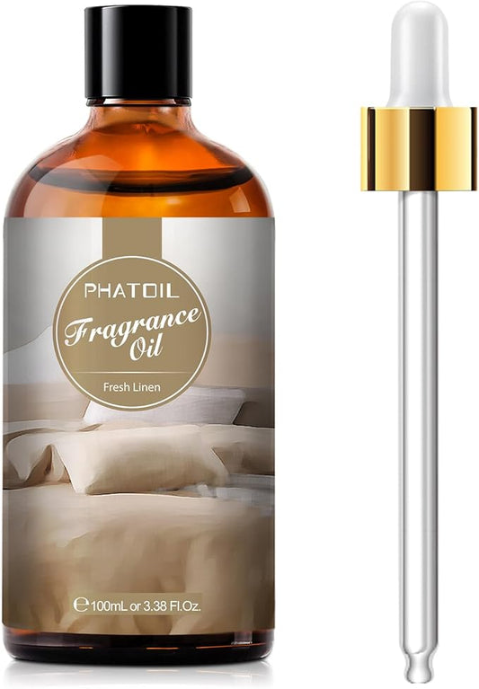 PHATOIL 3.38FL.OZ Fresh Linen Fragrance Oils for Aromatherapy, Essential Oils for Diffusers for Home, Perfect for Diffuser, DIY Candle and Soap Making, DIY Scented Products - 100ml