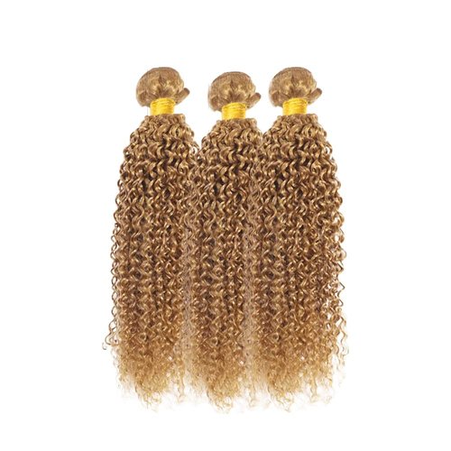 Fabimiya 14 16 18 Inch Human Hair Bundles Honey Blonde 27# Jerry Curly Bundles Human Hair 100% Unprocessed Soft Sewn In Hair with Double Weft for Black Women